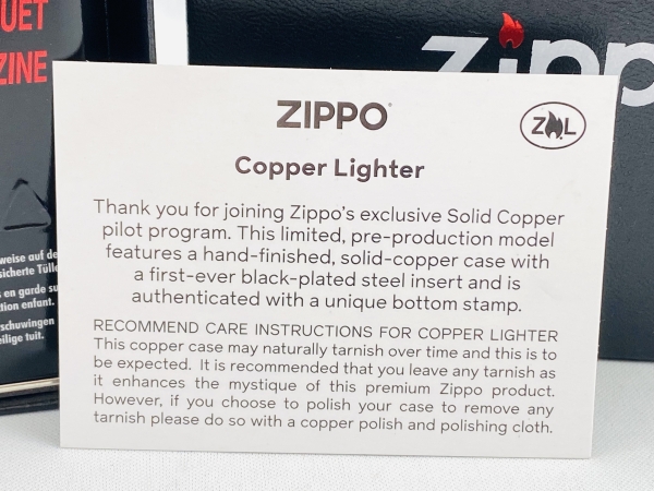 Zippo Copper massiv Kupfer Black-plated Steel Insert im Geschenkset - 60006352